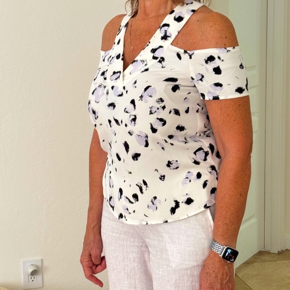 Cooper & Ella White and Black Cut Out Blouse